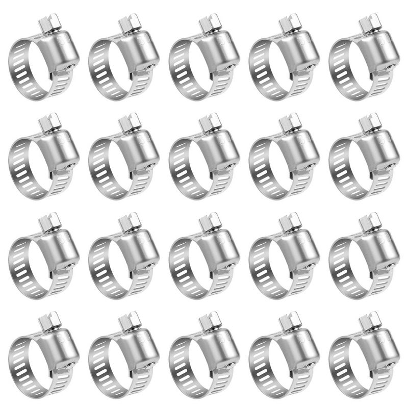 LOKMAN 20 Pack Stainless Steel Hose Clamp Adjustable 1/2'' - 3/4'' (13-19mm) Worm Gear Hose Clamp, Metal Fuel Line Pipe Clamp for Plumbing, Automotive And Mechanical Application - Image 1